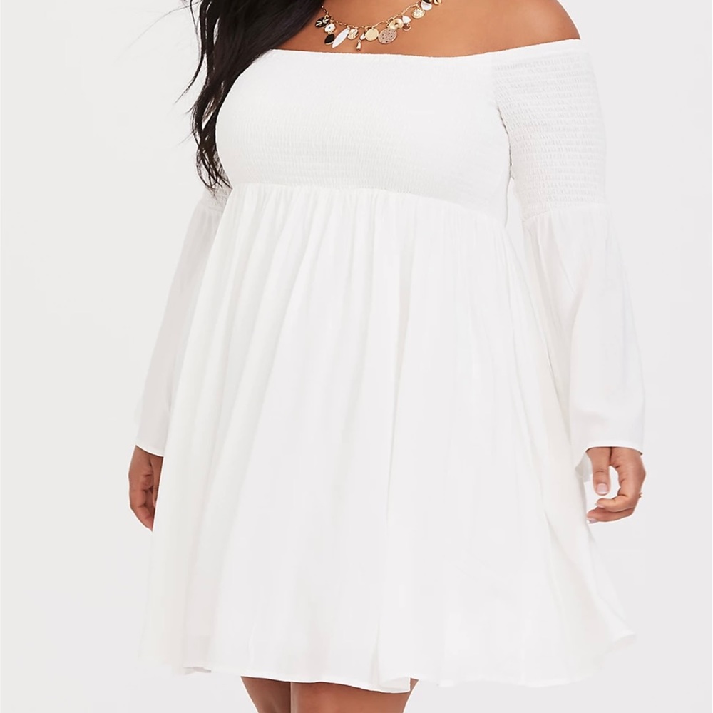 Off the shoulder white dress